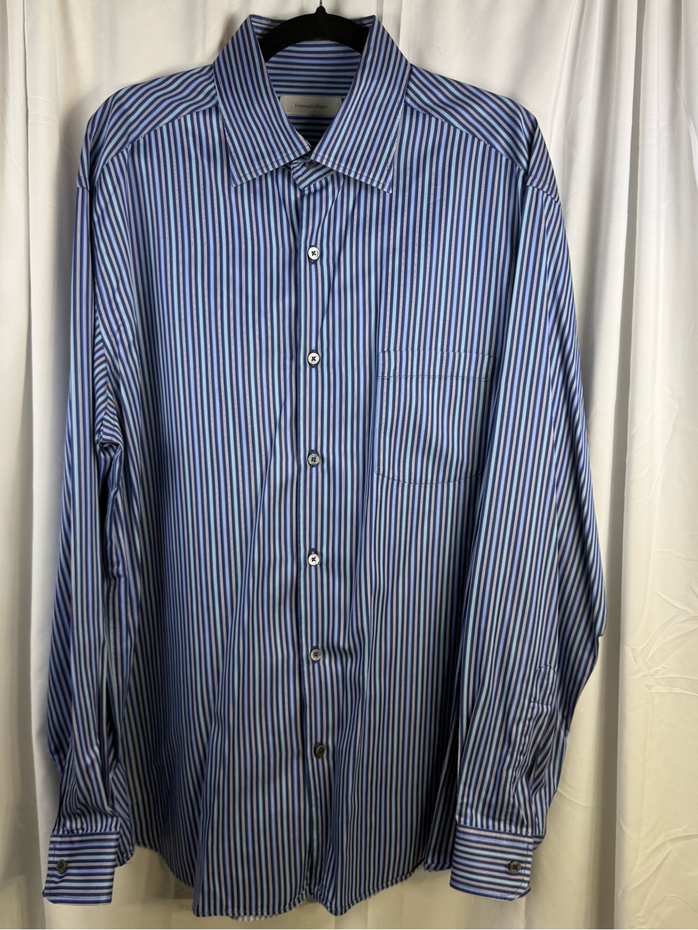 Ermenegildo Zegna Men’s XXL Striped Long Sleeve Dress Shirt